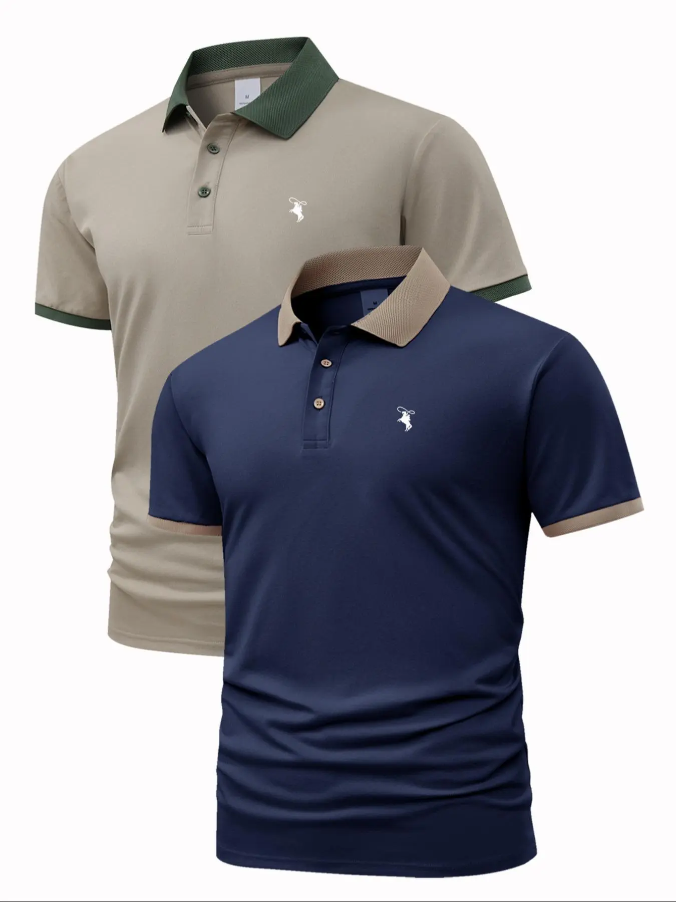 Men's Regular Fit Geometric Print Polo Shirt, Casual Short Sleeve Half Zip Top for Summer, Fashion Men's Clothes for Daily Wear, Tropical