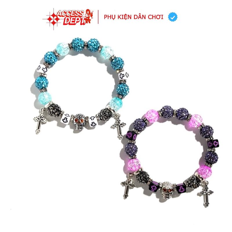Vòng Tay Đá Pha Lê Nam Nữ Access Bracelet Phong Cách HipHop Không Gỉ