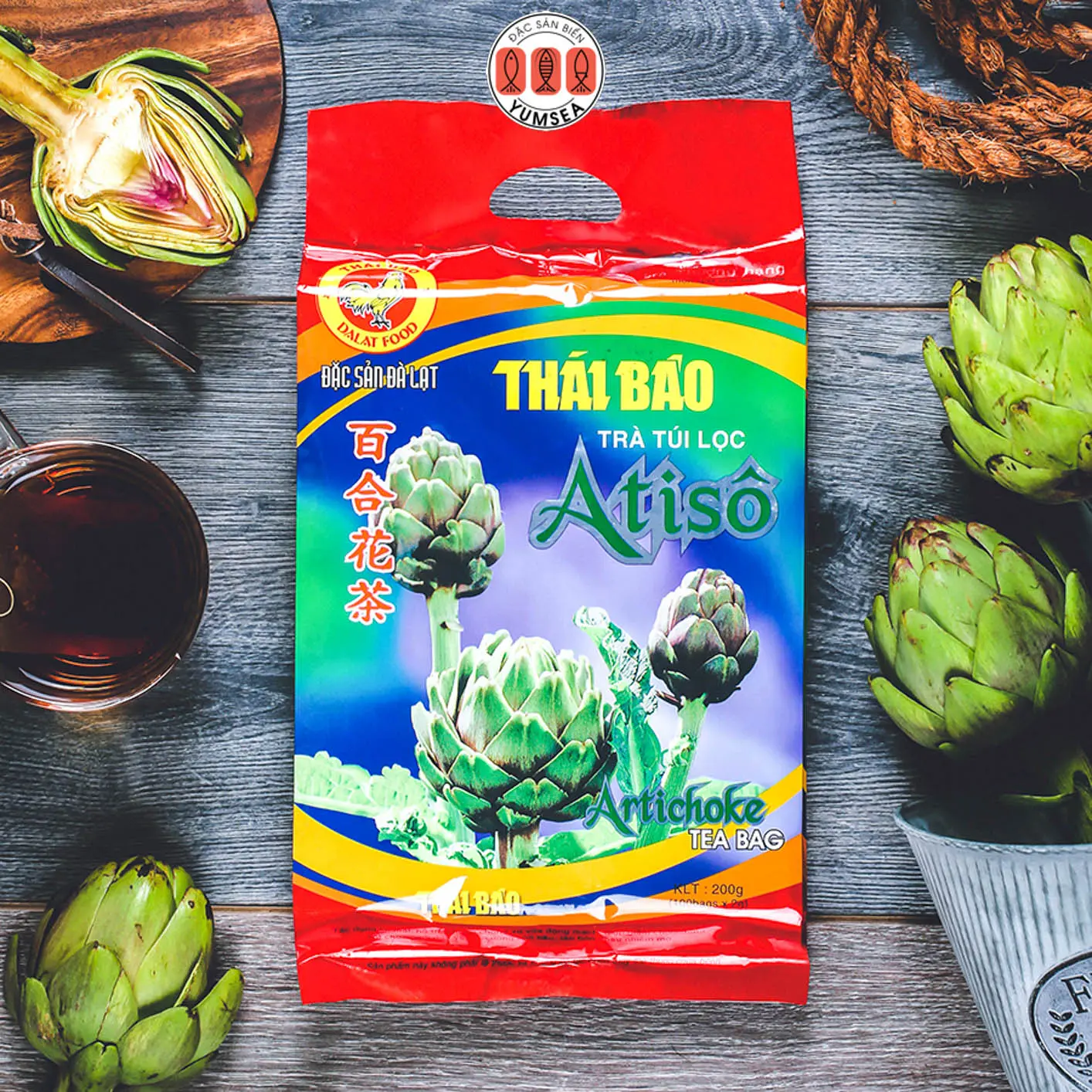 Trà Atisô Túi Lọc L'angfarm, 100 Túi, Bịch, Mẫu Truyền Thống Tea Nước Trà Chè