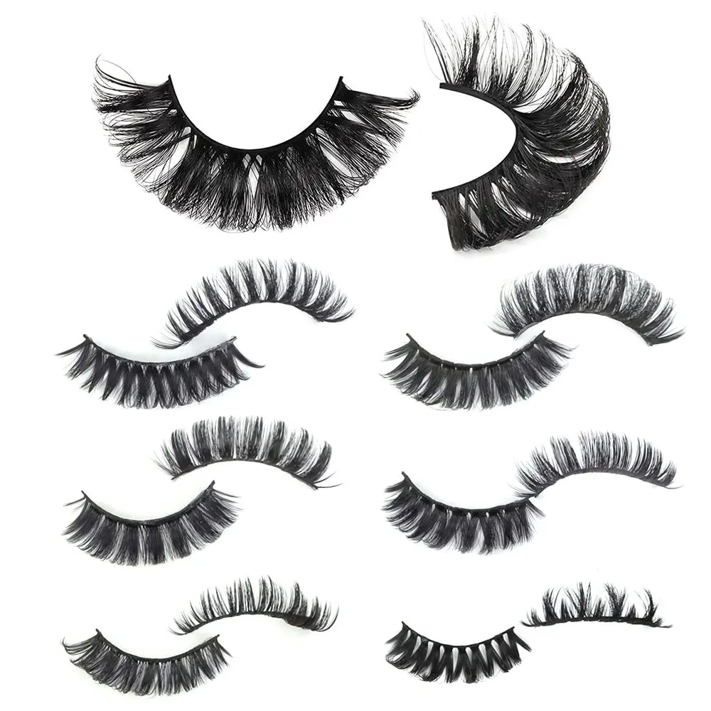 Eyelashes Makeup Natural D Curl Long Curled Full Eyelashes False Eyelashes Russian Strip Lashes Faux Mink Lashes
