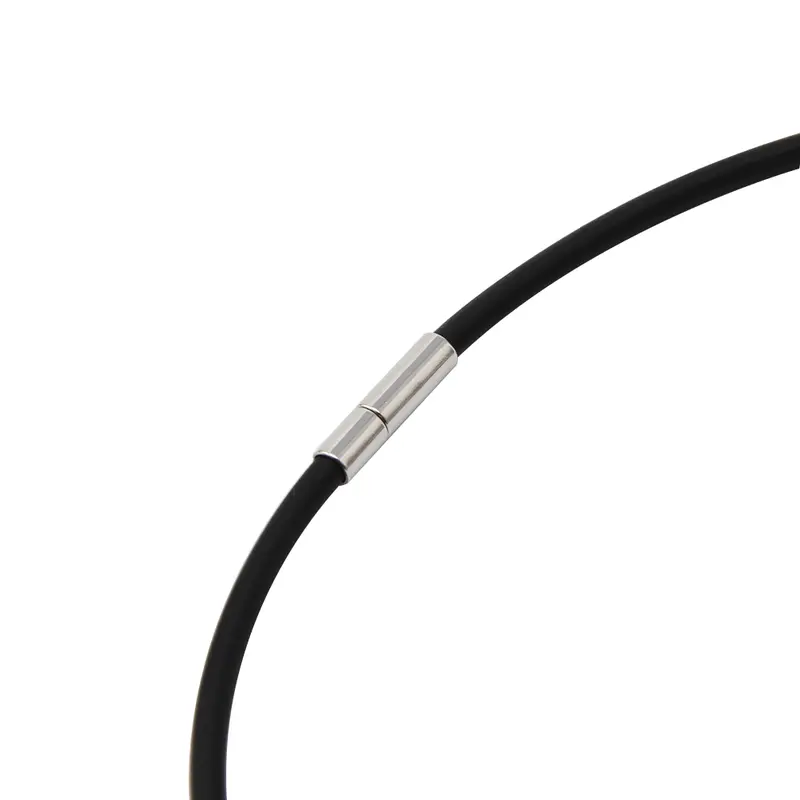 Vòng Cổ Dây Cao Su, Móc Cài Bằng Thép Không Gỉ Màu Đen 3Mm, Chiều Dài 18 Inch Women Voi 3