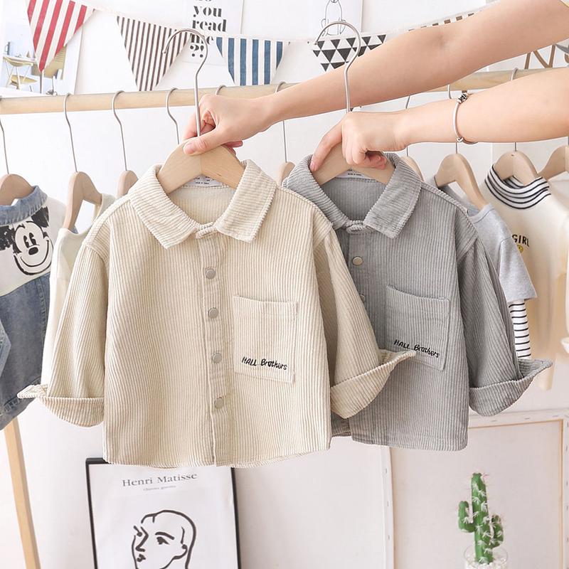 Áo Sơ Mi Bé Trai, Áo Khoác Vải Nhung Kẻ, Thời Trang, Dành Cho Em Bé, Áo Sơ Mi Dài Tay, Quần Áo Mùa Xuân Cho Trẻ Em, Dày Tổng Hợp, Thời Trang 0