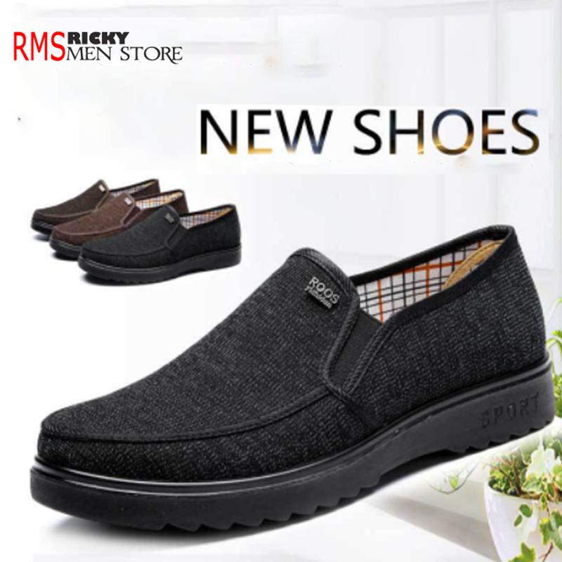 Giày lười vải nam trung niên cao cấp form dáng đẹp - giày lười vải nam thoáng khí