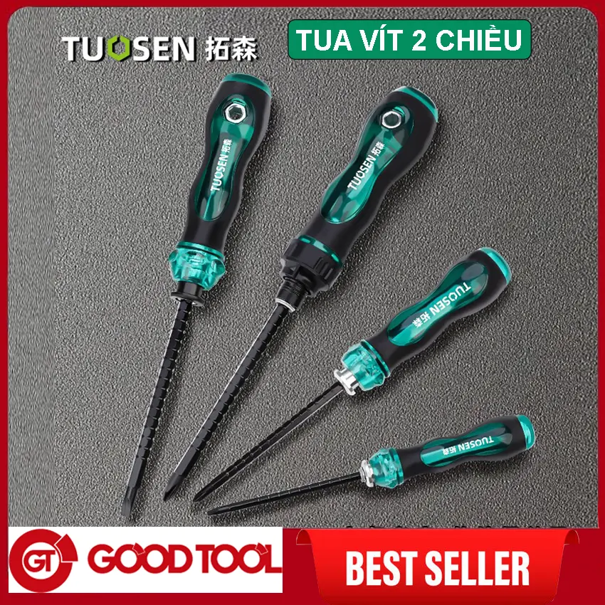 Tua vít, tuốc nơ vít, tô vít 2 chiều TUOSEN có từ tính, có chốt khóa đảo chiều, điều chỉnh độ dài