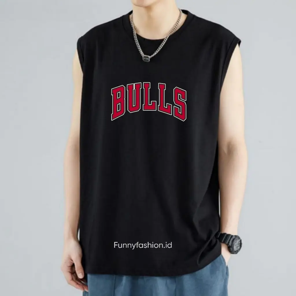 Singlet Pria Bulls Trendy - Singlet Pria Gym Dewasa - Kaos Cowok Tanpa Lengan Kekinian