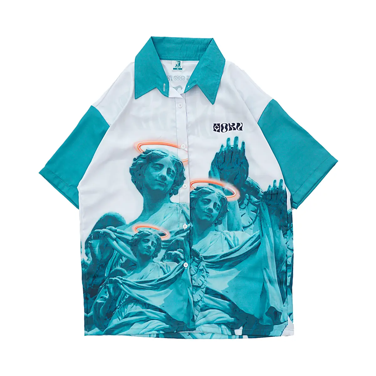 HOKU | GodBless Shirt Kemeja Oversize Kemeja Unisex Casual T shrit Pakaian Semi Formal Kemeja Anak Muda Kemeja Motif Katun Pendek Pria Kaos Distro