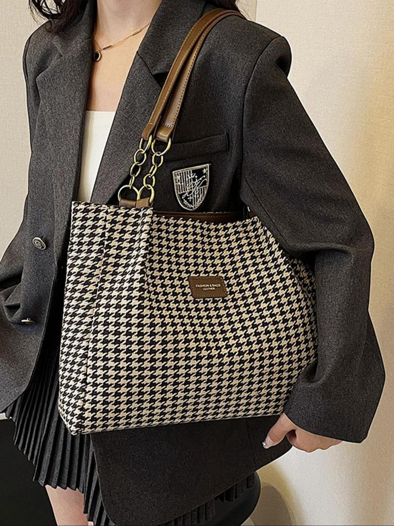 Product Introduction of Women's Fashionable Solid Color Tote Bag, Large Capacity Patched Shoulder Bag for Daily Used, Casual Trendy Versatile High-quality Daily Commuting Bag, Girl Fashionable Bag, Gifts for Girlfriend Travel Accessories 1