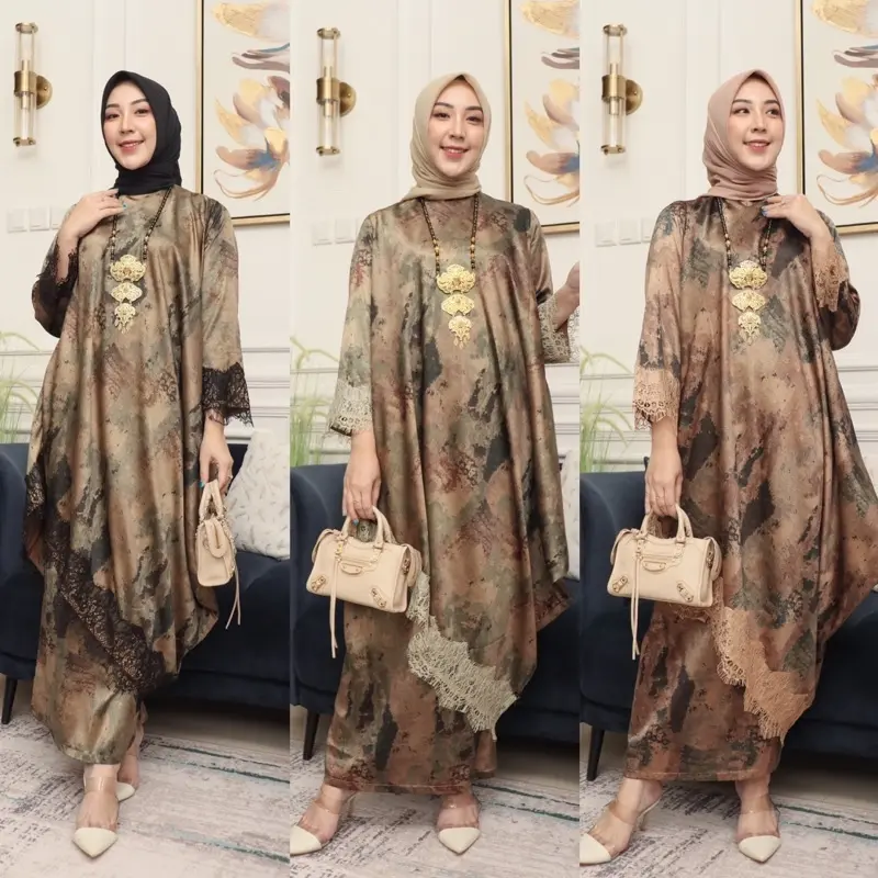 NEW ARRIVAL SET ROK SUTRA PREMIUM  NEW Formal Kondangan Muslim Panjang Silk Viscose Motif Dress Wanita Setelan Mewah Pesta
