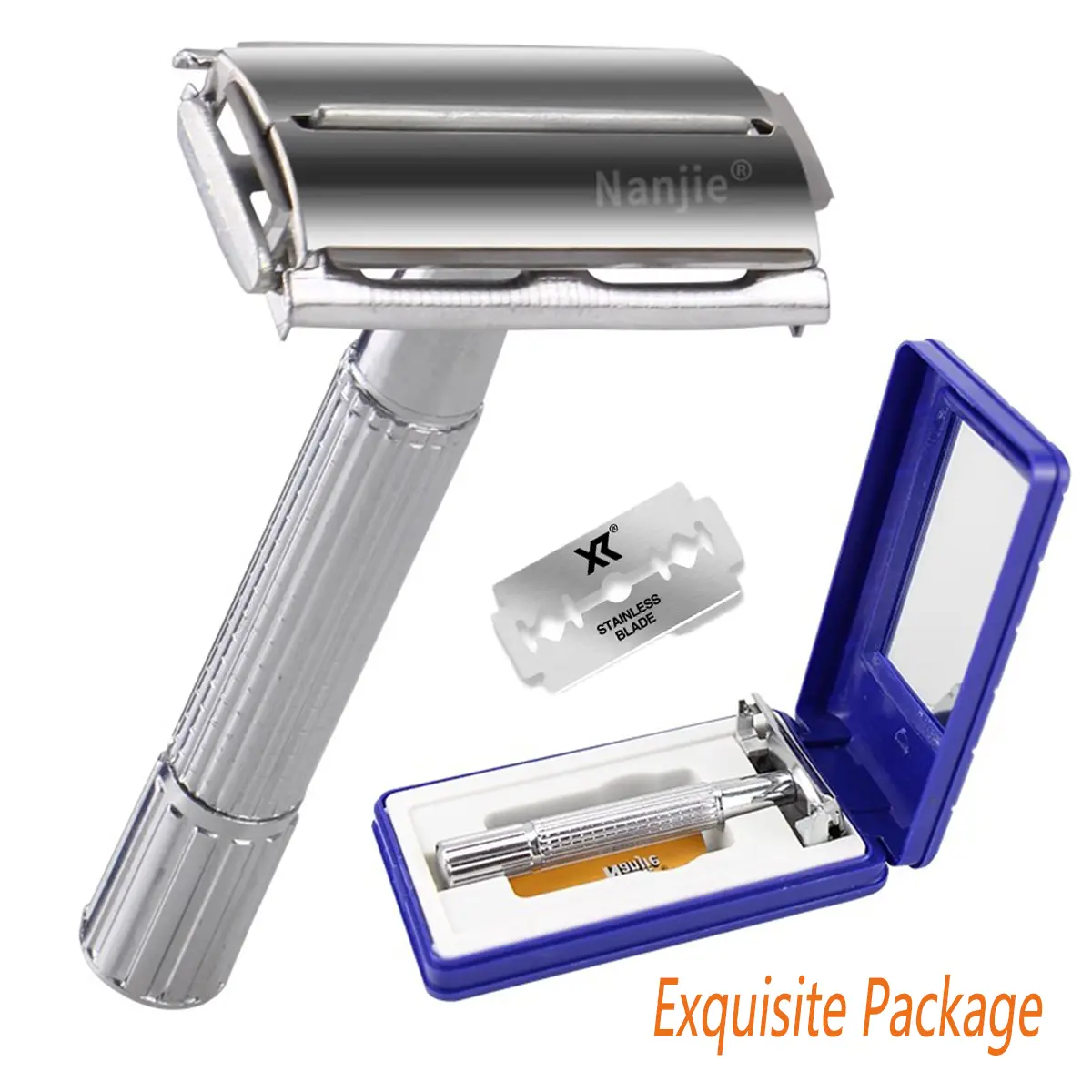 Safety Double-sided Razor Men's fully enclosed blade Old fashioned traditional razor manually imported blade Color Comfort