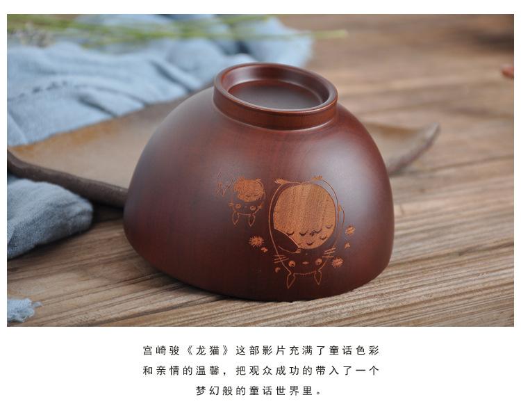 Product Introduction of Cartoon Wooden Bowl Home Tableware Cute Bear Wooden Bowl Spray Paint Japanese Bowl Kitchen Accessories Noodle Bowl Tableware 4