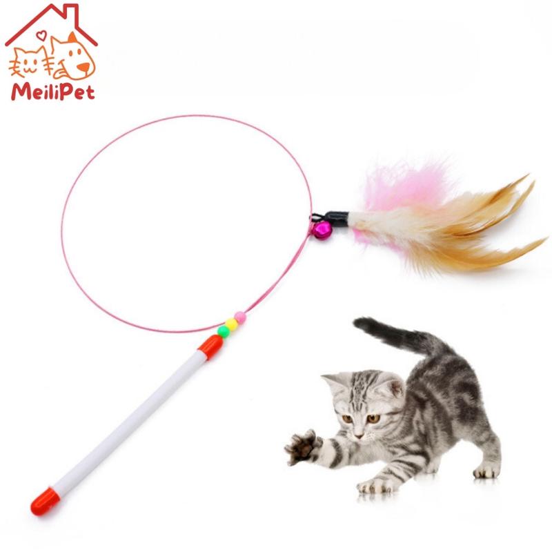 Đồ chơi mèo- cần câu mèo dây thép gắng lông vũ - Hoshipet