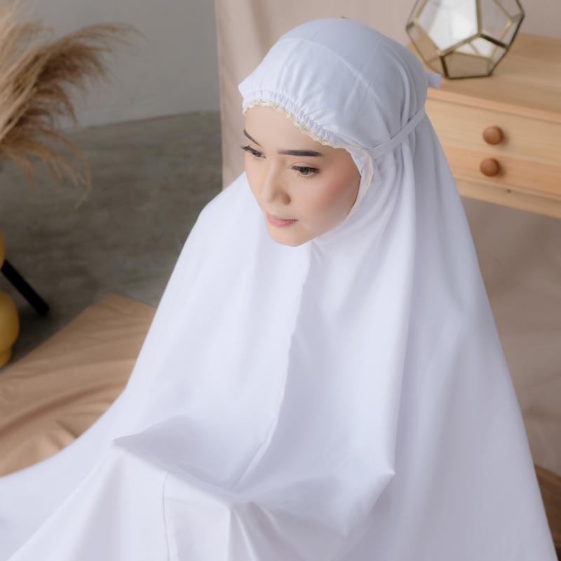 Mukena Putih Premium Bahan Dingin Dewasa - Mukenah Terbaru 2023 1