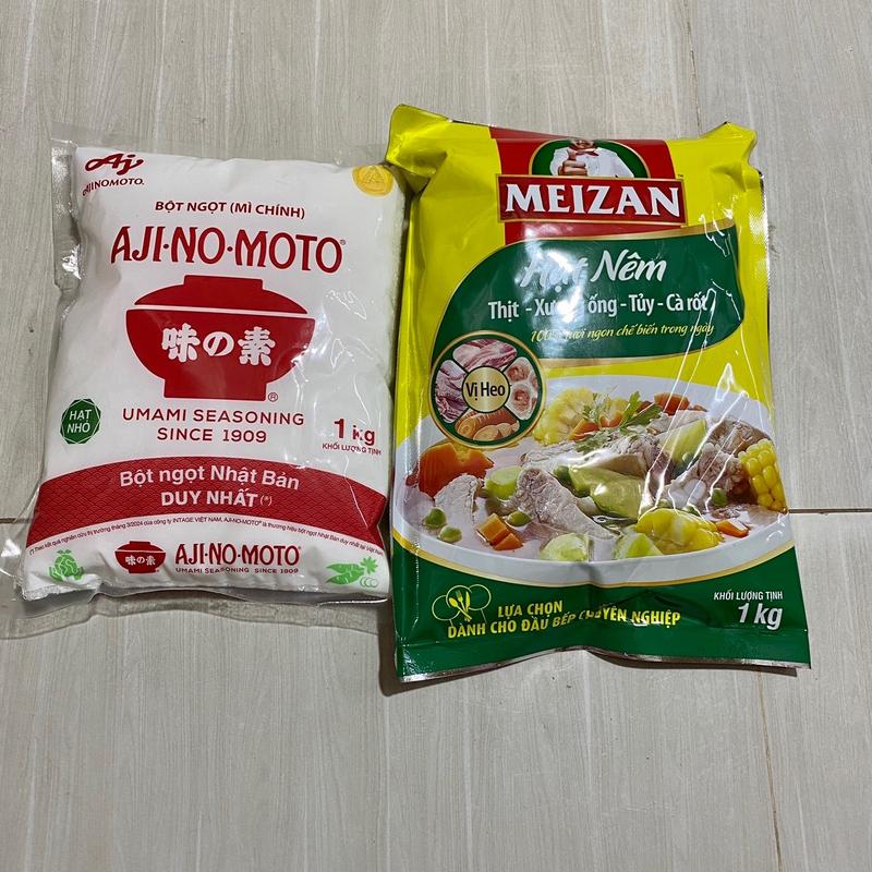 [MỊN NHUYỄN] 1 GÓI BỘT NGỌT AJNOMOTO 1KG MỊN NHUYỄN+1 GÓI HẠT NÊM MEIZAN 1KG Ăn ngon Đậm vị Gia vị An toàn Nấu ăn Tự nhiên