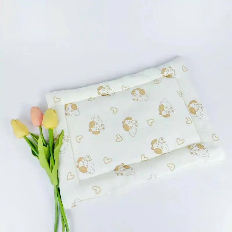 Gối Xô Muslin Cho Bé Sơ Sinh Hạt Đậu, Gối Trần Bông Nhung Đỗ Mềm Mại, Êm Ái Cho Bé 4