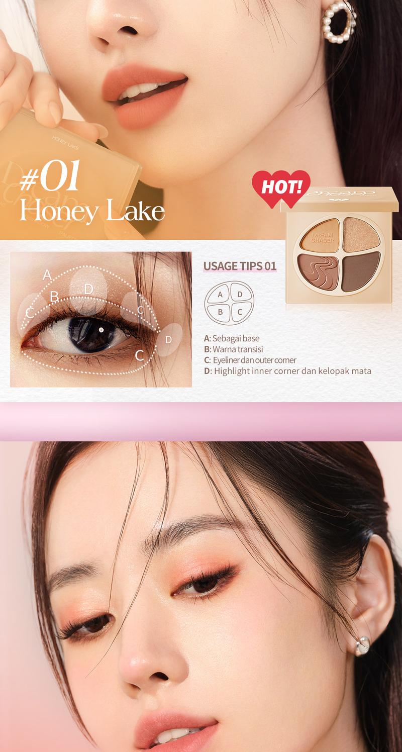Product Introduction of [FLASH SALE] BNB barenbliss Dream Chaser Quad Eyeshadow Palette | Palet Eyeshadow Matte & Glitter, Tahan Air & Keringat, Tahan 8 Jam, Hasil Natural untuk Pemula 4