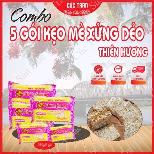 Kẹo mè xửng dẻo Huế hiệu Thiên Hương ( 150g/ gói, 250g/ gói) thơm ngon đặc biệt, dẻo dai trọn vị,  ăn là ghiền, Đặc sản Huế - CTB542, candy