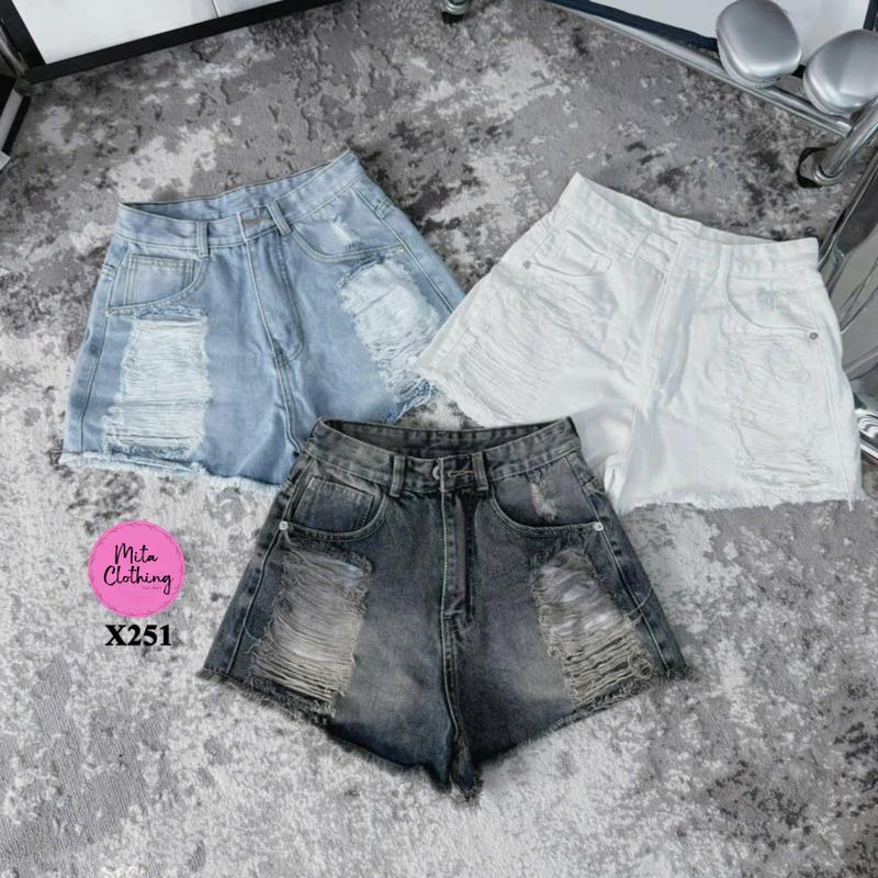 Quần shorts jean nữ nhiều màu rách tả tơi xả lai cá tính Mita Clothing X251 2