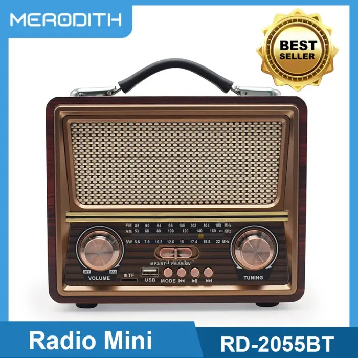 Radio FM/AM/SW MERODITH-2055BT  Bluetooth radio retro kompak Dan Portabel jam antena 0