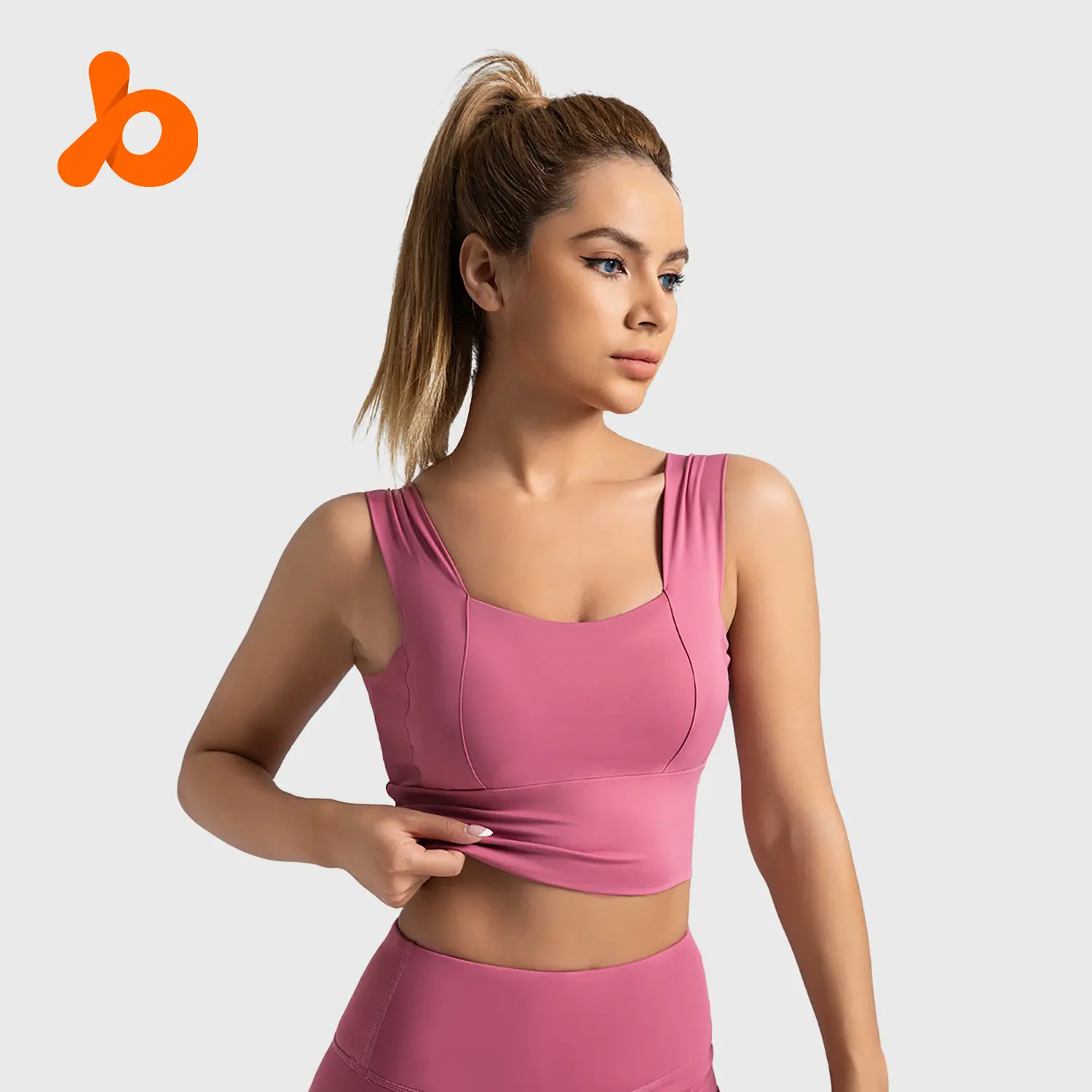Wide shoulder strap beautiful back sports bra, shockproof and anti sagging, running and fitness gathering sports bra
