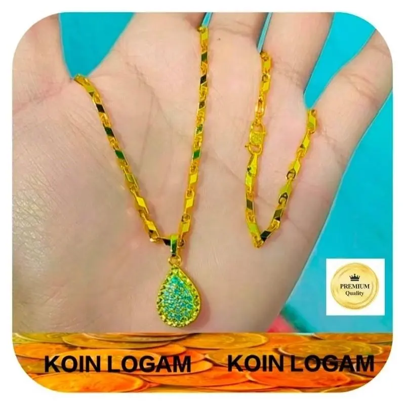 Kalung Padi Lapis Emas 24k Koin Logam 91 Ori Tidak Luntur Anti Karat Perhiasan Wanita Pengganti Emas