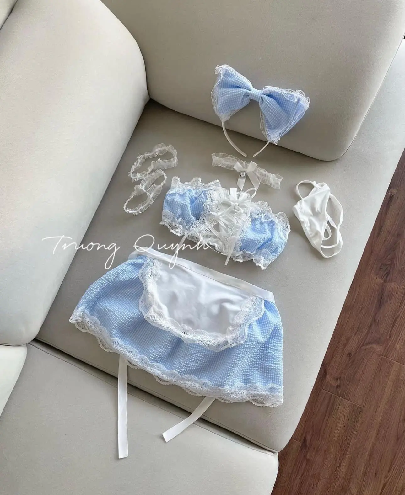 HT269 Đồ ngủ sexy cô gái hoạ tiết kẻ caro quyến rũ,váy ngủ giúp việc gợi cảm HT269