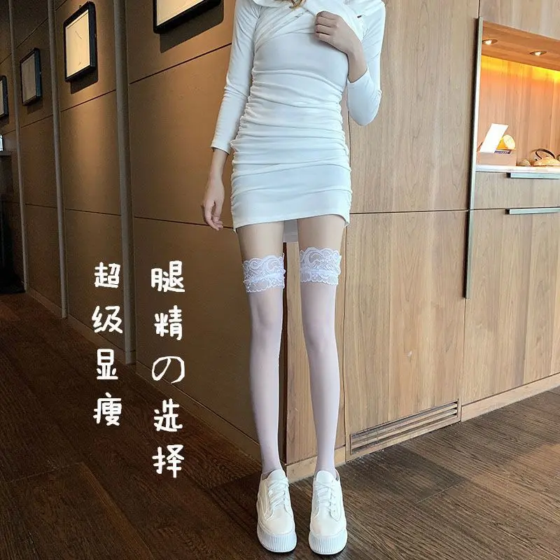 Tất Viền Ren Trắng, Tất JK, Tất Xuyên thấu Mỏng Mùa Hè, Tất Ống Dài Nữ, Phong Cách Dễ Thương Và Gợi Cảm, Giảm Áp Lực, Tất Quá Đầu Gối, Năm 2025