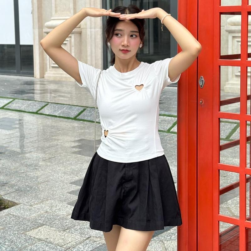 Áo thun tay ngắn khoen trái tim 4