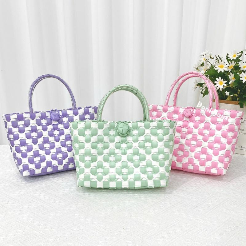   D21xR9xC16cm  Giỏ Đan Tay Túi Xách Đan Thủ Công Handmade Làn Nhựa Làm Quà Tặng Mặc Với Áo Dài Đầm Đi Biển Chụp Ảnh 