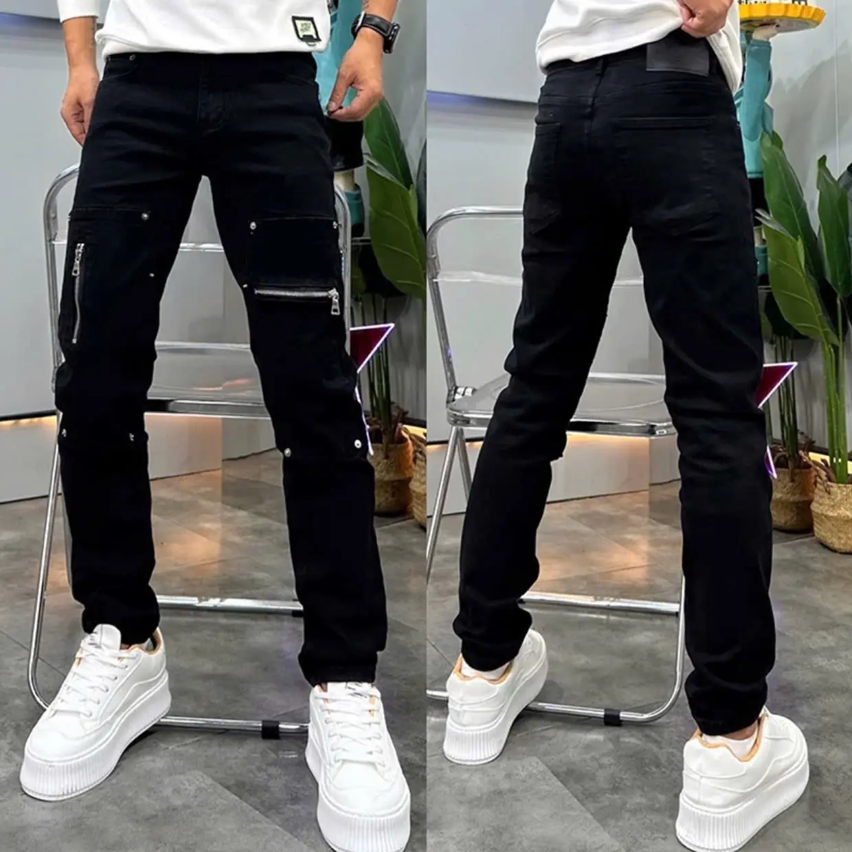 Quần Jean nam, chất Jean Cotton Denim, co giãn thoải mái, 2 dây kéo có túi thật bên trong, ống đứng cạp cao dễ mặc dễ phối menswear