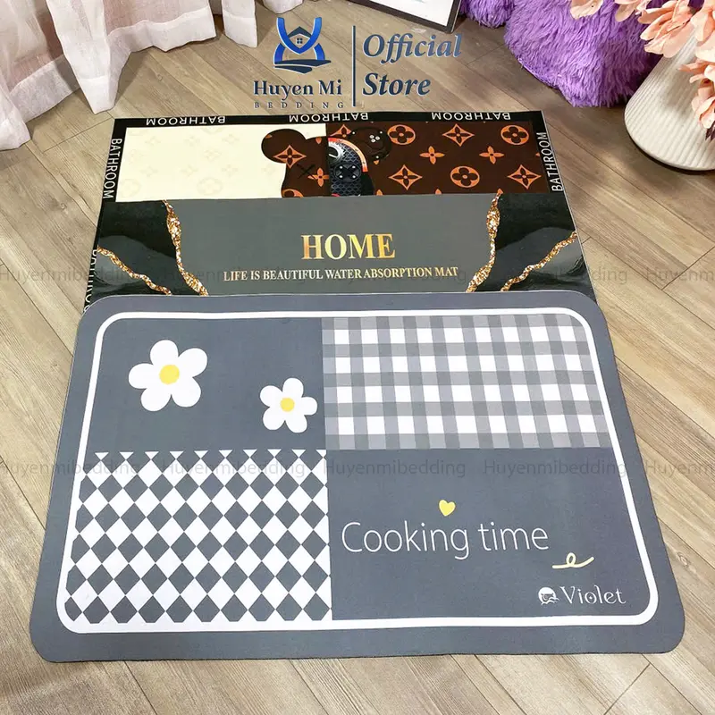 Thảm SILICON siêu thấm hút. chống trơn trượt kích thước 40x60cm Cao Su. Combo 3 tấm ngẫu nhiên. 2