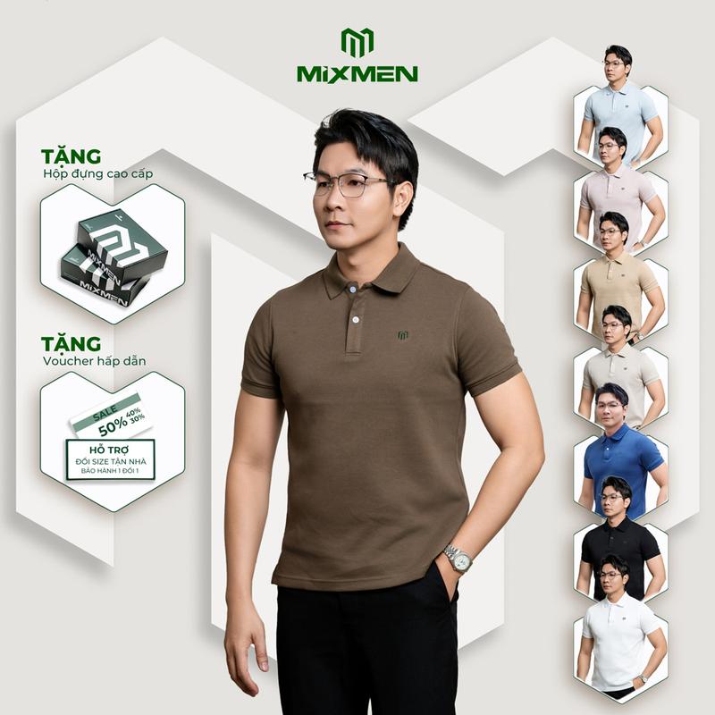 Áo polo nam Mixmen Basic M-606 vải cá sấu cotton interlock xuất xịn, áo trơn, chuẩn form, nam tính, cao cấp, Big Size
