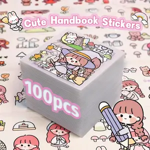 Geetoy Stiker Alat Tulis Transparan Hewan Peliharaan Stiker Kartun Lucu Lucu Kreatif DIY Dekorasi Buku Pegangan Paten 100 Buah