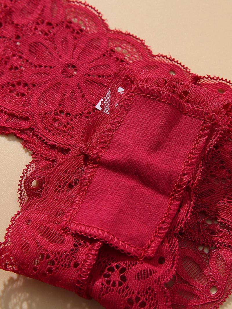 Product Introduction of Women's 5pcs Breathable Hollow Out Scalloped Panty, Womenswear, Fashion Minimalist High Stretch Traceless Comfortable Lace Knicker For Lady Daily Wear, Women's Underwear Clothes For All Seasons 8