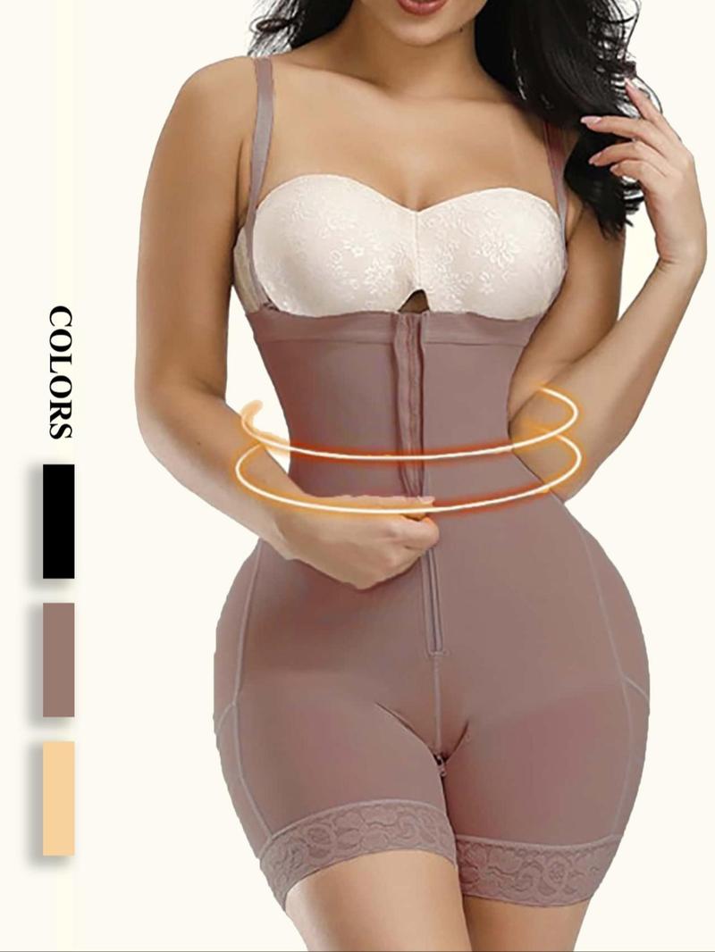 Product Introduction of Women's Solid Zipper Fly Hook & Eye Closure Shapewear Romper, Tummy Control Butt Lifting Shaper, High Stretch Shapewear for Daily Wear, Waistband 7