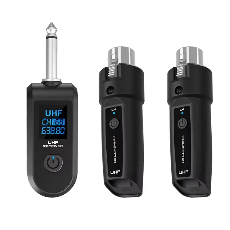 Sistem Penyesuai UHF XLR, Penerima Pemancar Mikrofon Tanpa Wayar, untuk Mikrofon Dinamik, Pengadun Audio Gitar, Sistem PA