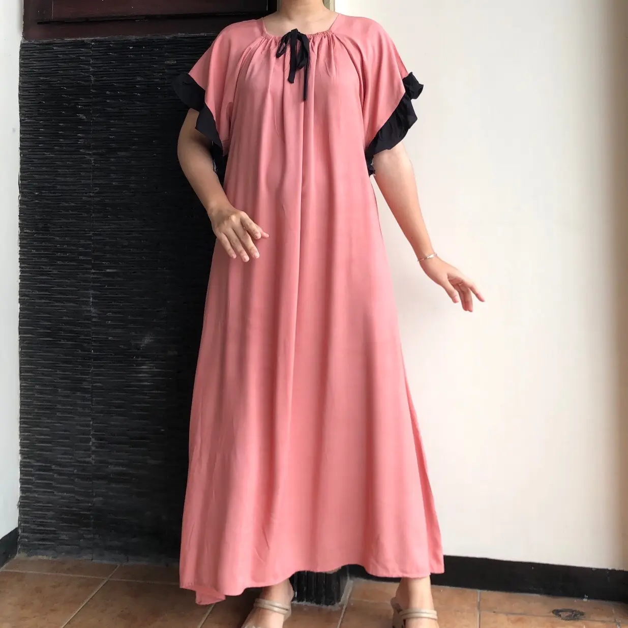 Feliceclo - Yura Dress Polos Daster Kekinian Kombinasi Tangan Wanita Rayon Premium Semata Kaki Busui Friendly