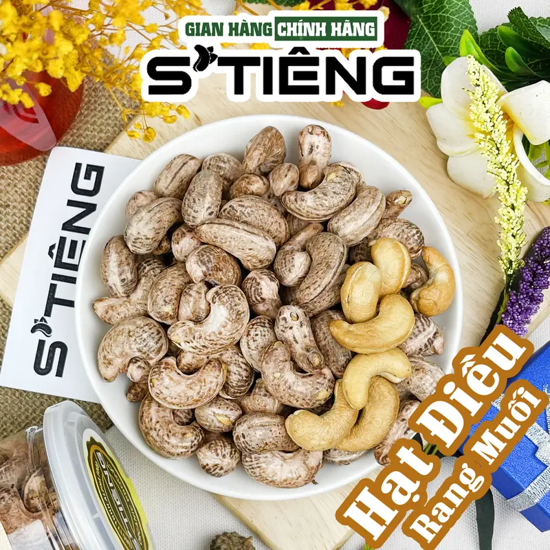 500Gr Hạt Điều Rang Muối Nguyên Hạt Còn Vỏ STIÊNG Hộp Pet Food Nuts 1