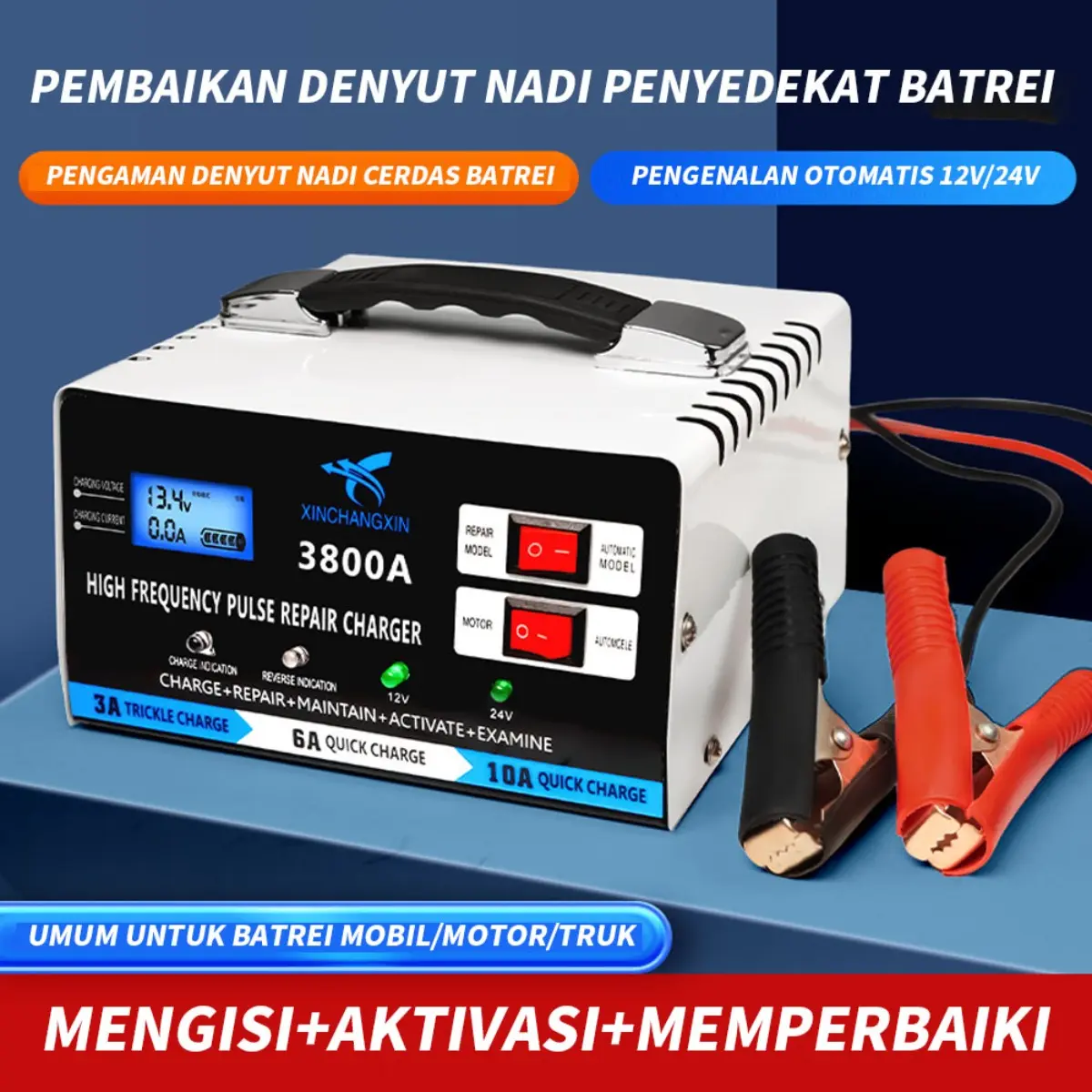 Pengisi Daya Baterai Mobil Pintar 12V-24V, Daya 300W dan Output 220V, Pengisi Daya Otomatis untuk Perbaikan Baterai, Solusi Canggih untuk Merawat dan Mengisi Daya Baterai Mobil Anda dengan Efektif Car Kendaraan