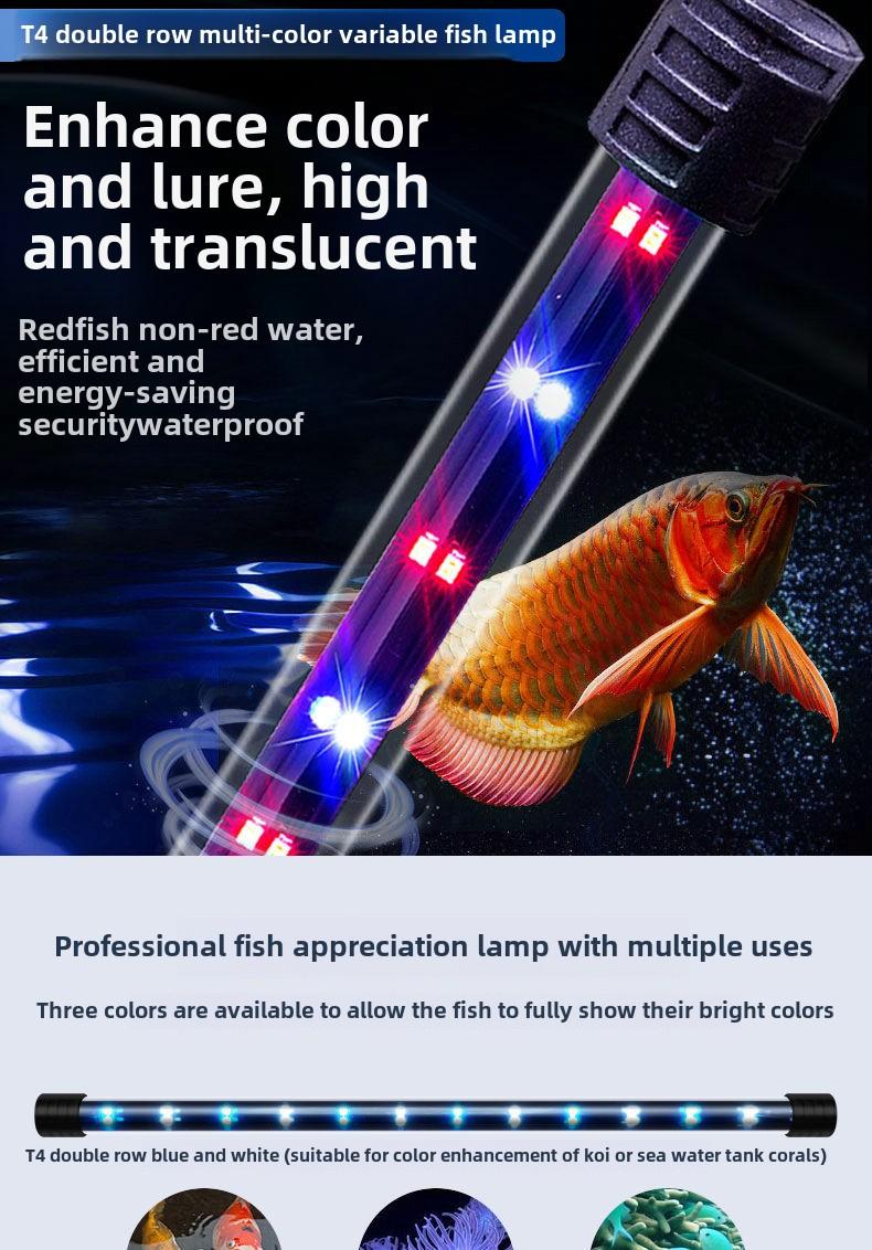 Product Introduction of Fish Tank Light LED Waterproof Lighting Aquarium Submersible Dragon Fish Light Super Bright Color Enhancing Small Tri-Color Fish Tank Light 14
