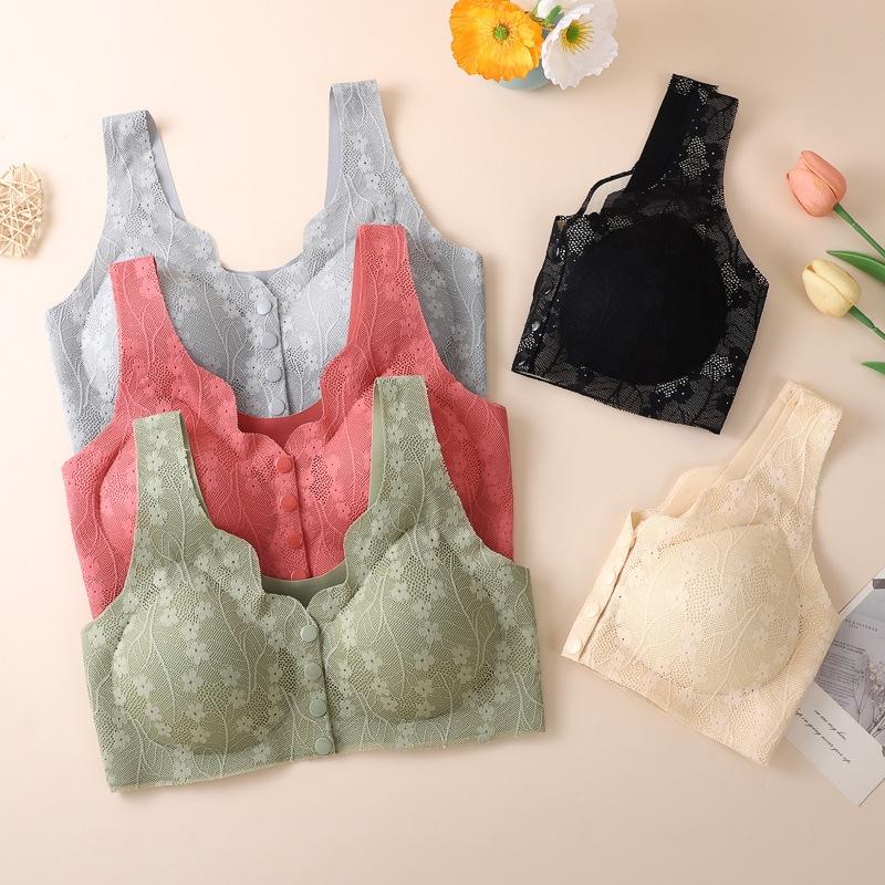 1/2pcs New Lace Without Steel Ring Bra Front Buckle Thin And Seamless Pregnant Women Gather For Breastfeeding Bra Mom's Underwear 0