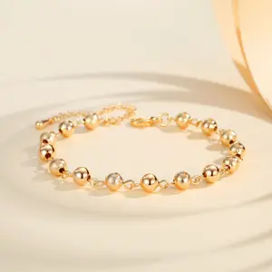 LM718 Pearly Jewelry Desain Gelang Berlapis Emas Bola Anti-Luntur Baja Tahan Karat Aksesoris Perhiasan Mode Wanita Dewasa