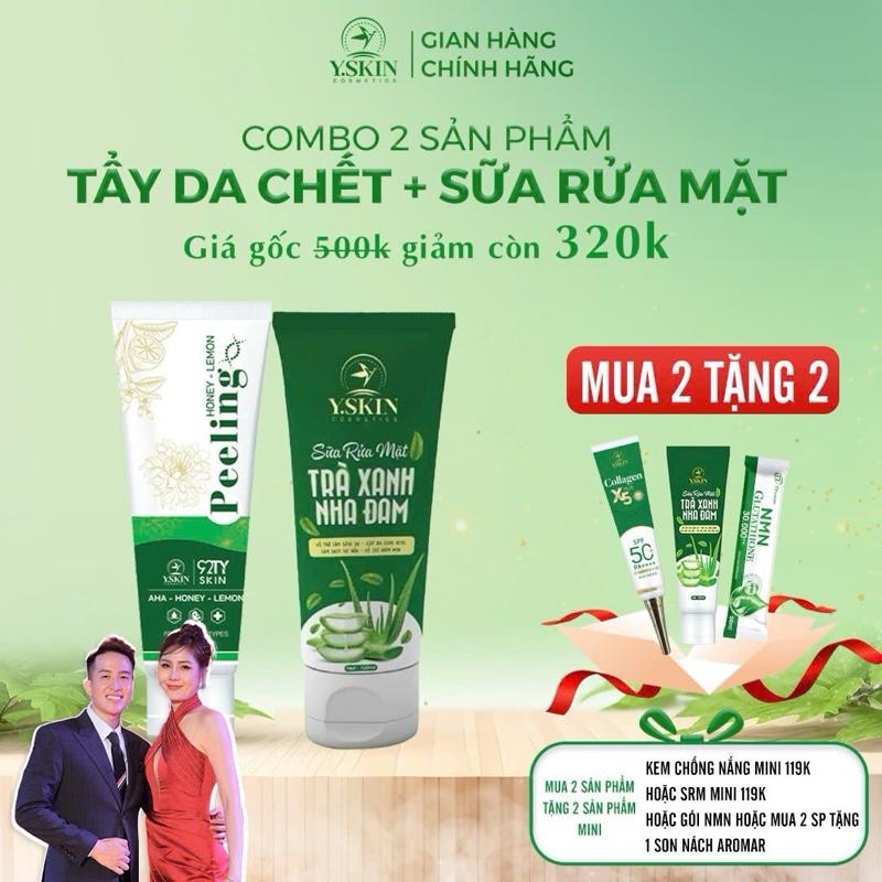 [Mua 1 tặng 1  ) Combo Sữa Rửa Mặt + Tẩy da chết mật ong  - Thương  Hiệu [Y.SKIN][( Mua 1 sp tặng 1 srm mini hoặc 2 nmn mini Mua 2 sp tặng 1 son nách )