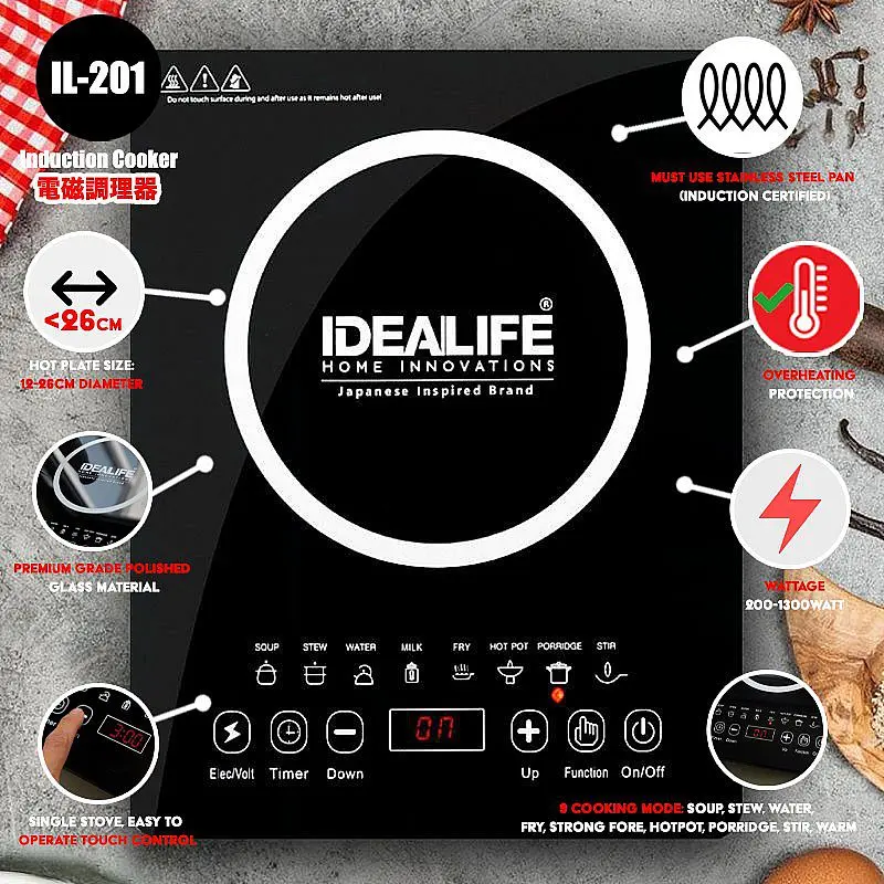 Idealife Kompor Listrik Induksi 1 Satu Tungku IL-201 / IL201