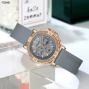 Vittorio Jam Tangan Wanita V-7254B Rubber Water Resisten Original Anti Gatal Analog Fashion Diameter 40mm Kaca Sapphire Garansi 1 Tahun