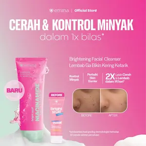 NEW! Emina Niacinamide Oxy Ceramide Brightening Face Wash 50ml 100ml - Sabun Muka Cerah, Glowing, Perbaiki Skin Barrier, Mengontrol Minyak Sebum, Lembab Tanpa Ketarik, Anti Kusam, Cocok untuk semua jenis kulit - Bright  Stuff