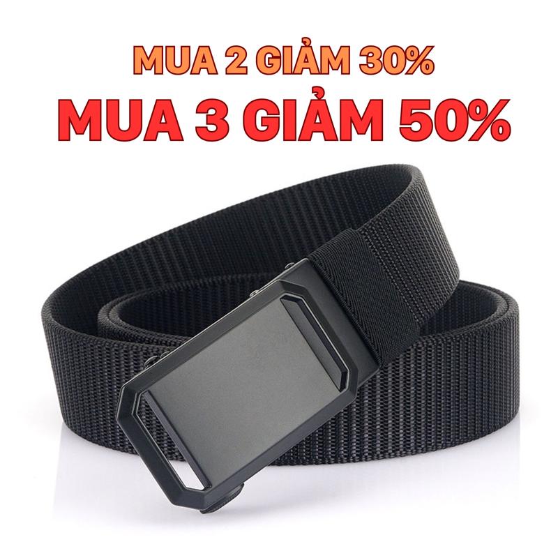  MUA 2 GIẢM 30% - MUA 3 GIẢM 50%  Thắt Lưng Nam Dây Vải KHÓA TỰ ĐỘNG Bằng Thép Bản Dây 3.5cm Dài 120cm - Dây Nịt Nam Phong Cách Trẻ Trung Năng Động - TLTD02  titan 