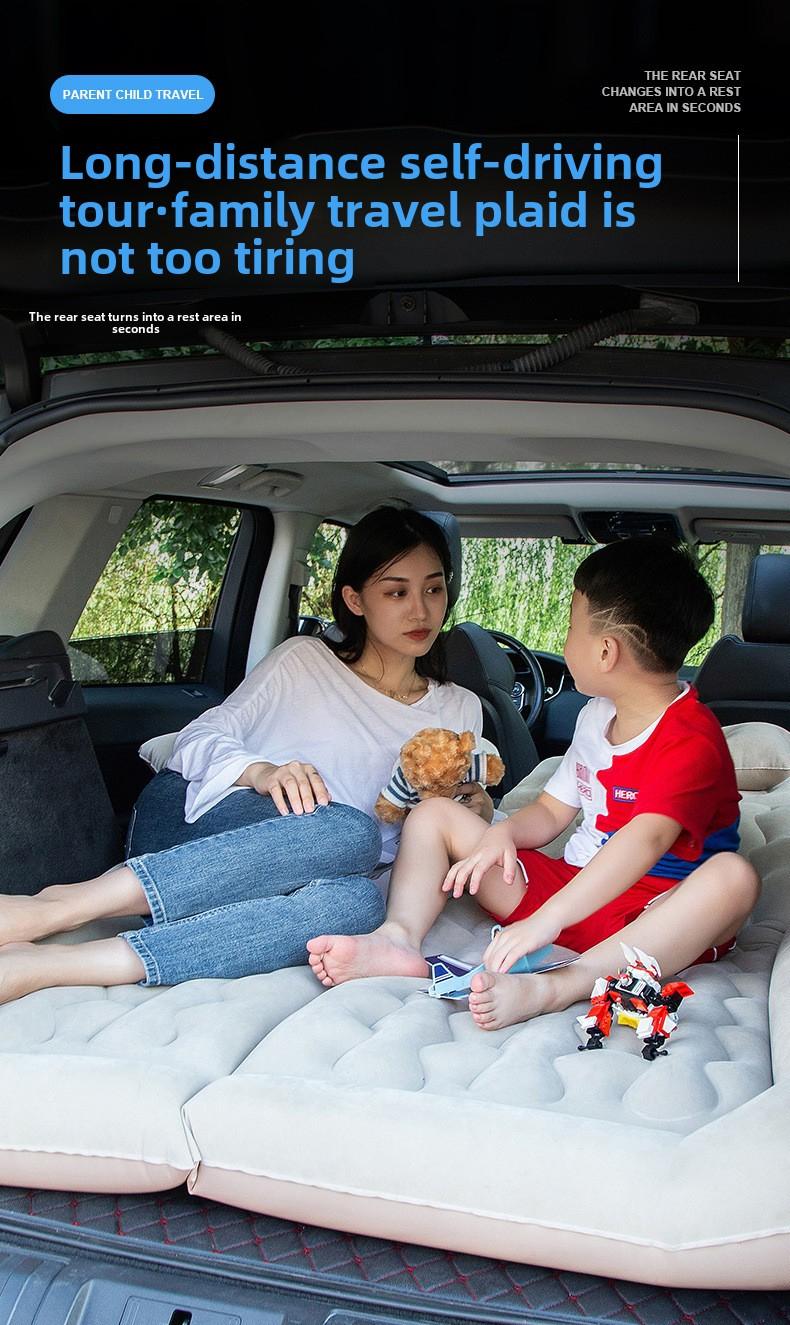 Product Introduction of Off-Road SUV Rear Seat Inflatable Mattress Portable Dual-Use Car Mattress Flocked Multi-Functional Inflatable Mattress 0
