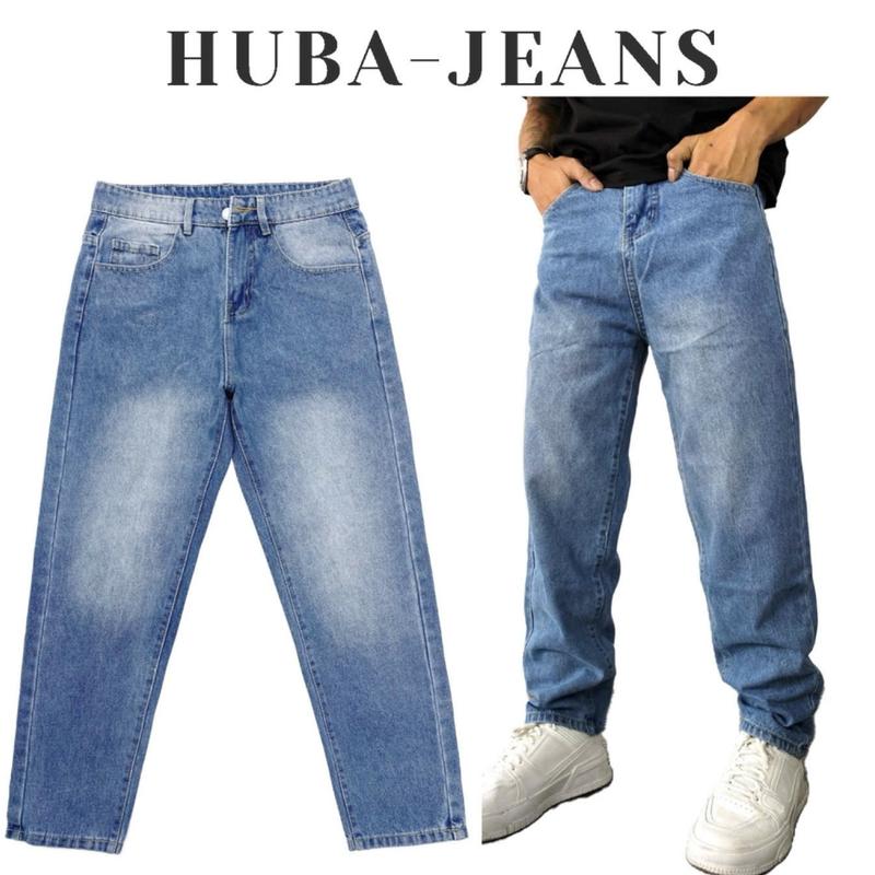 Quần jean dáng form suông rộng quần bò baggy trơn ống rộng nam dễ phối đồ, chất jean đẹp xanh ánh vàng Retro HUBA JEANS Pants Menswear Ong Có Túi Cotton Loang Denim grind  wash jean han quoc 5