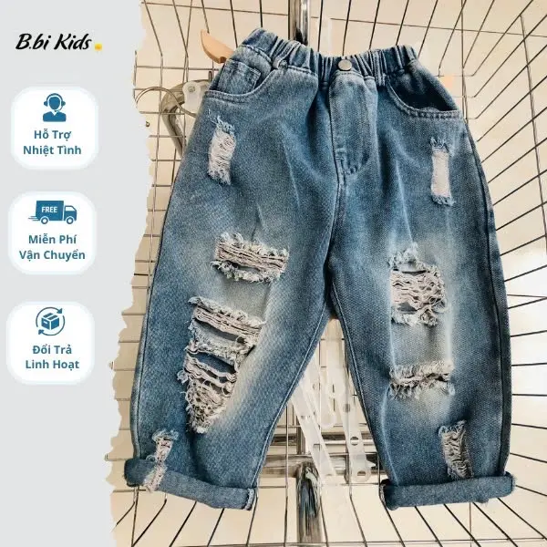Quần Jean Rách Dáng Baggy Form Rộng Chất Jean Mềm QJR2205