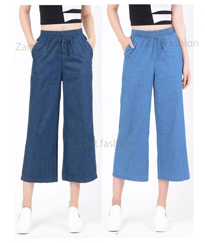 QUẦN 9 TẤT JEANS GIẤY RỦ NỮ ỐNG SUÔNG DÁNG LỬNG LƯNG THUN - ZART